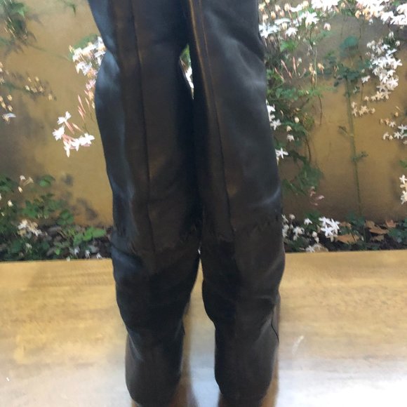 Vintage Black Over-the-Knee Patchwork Boots - Picture 5 of 9